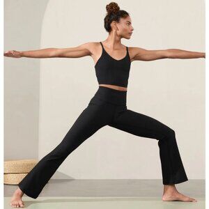 Athleta Elation Rib High-Waisted Crop Flare Pants Workout Yoga Black Womens S
